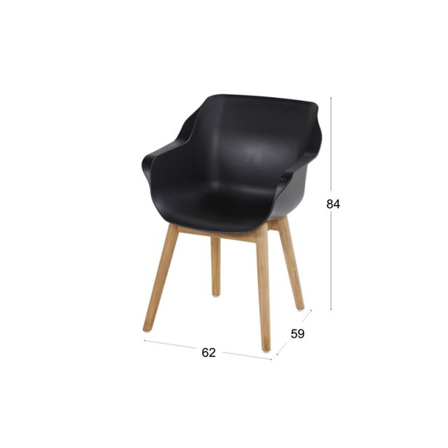 Sophie Teak Armchair carbon black