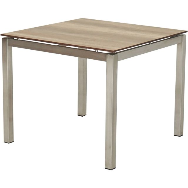 Dining-Tisch Hudson Edelstahl HPL Holzoptik 90x90cm