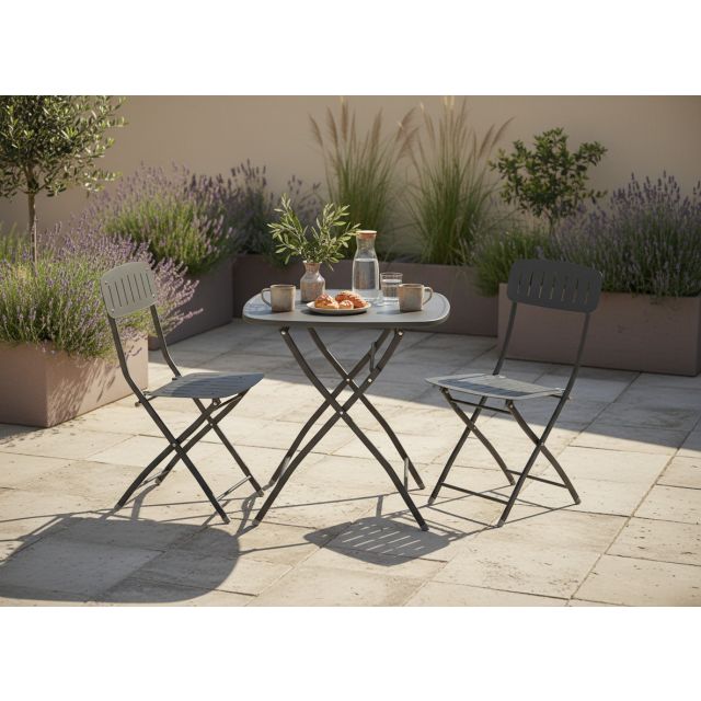 Bistro Set Bora Bora anthrazit 2x Stuhl 1x Tisch