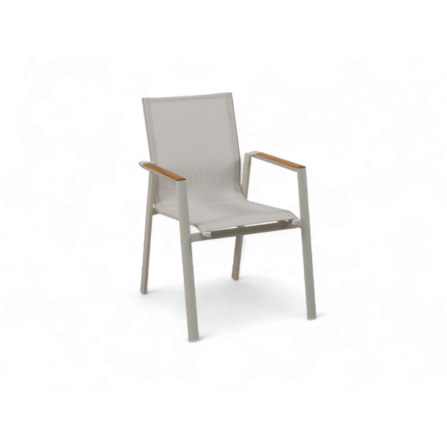 Stapelsessel Palermo Ivory mit Teakarmlehne