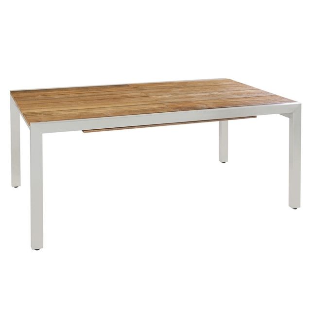 Ausziehtisch Kubex Edelstahl mit Teakholzplatte 170/280cm