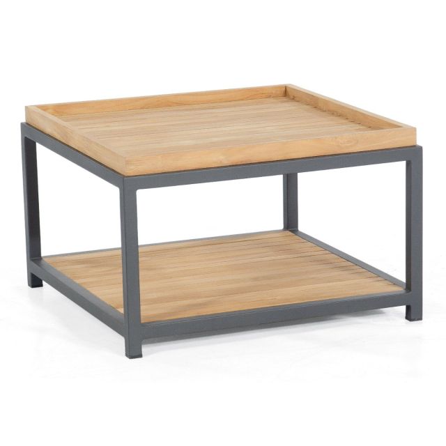 Loungetisch Beistelltisch Square 72x72 cm Aluminium mit Teakholz