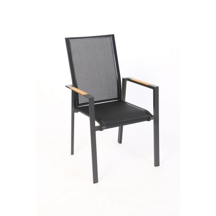 Stapelsessel Bamberg schwarz mit Teak